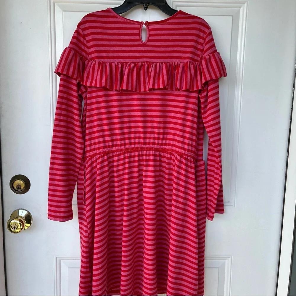 •Cat & Jack• Girls Shimmery Striped Ruffle Dress - Size XXL - Picture 5 of 9